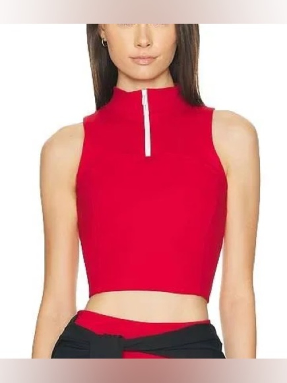 NWT Goldhinge Red Sleeveless Zip-Front Crop Top Medy